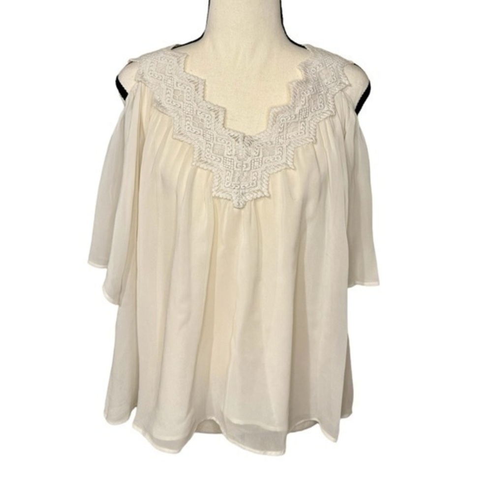Love Sam Lace Up Back Cold Shoulder Blouse